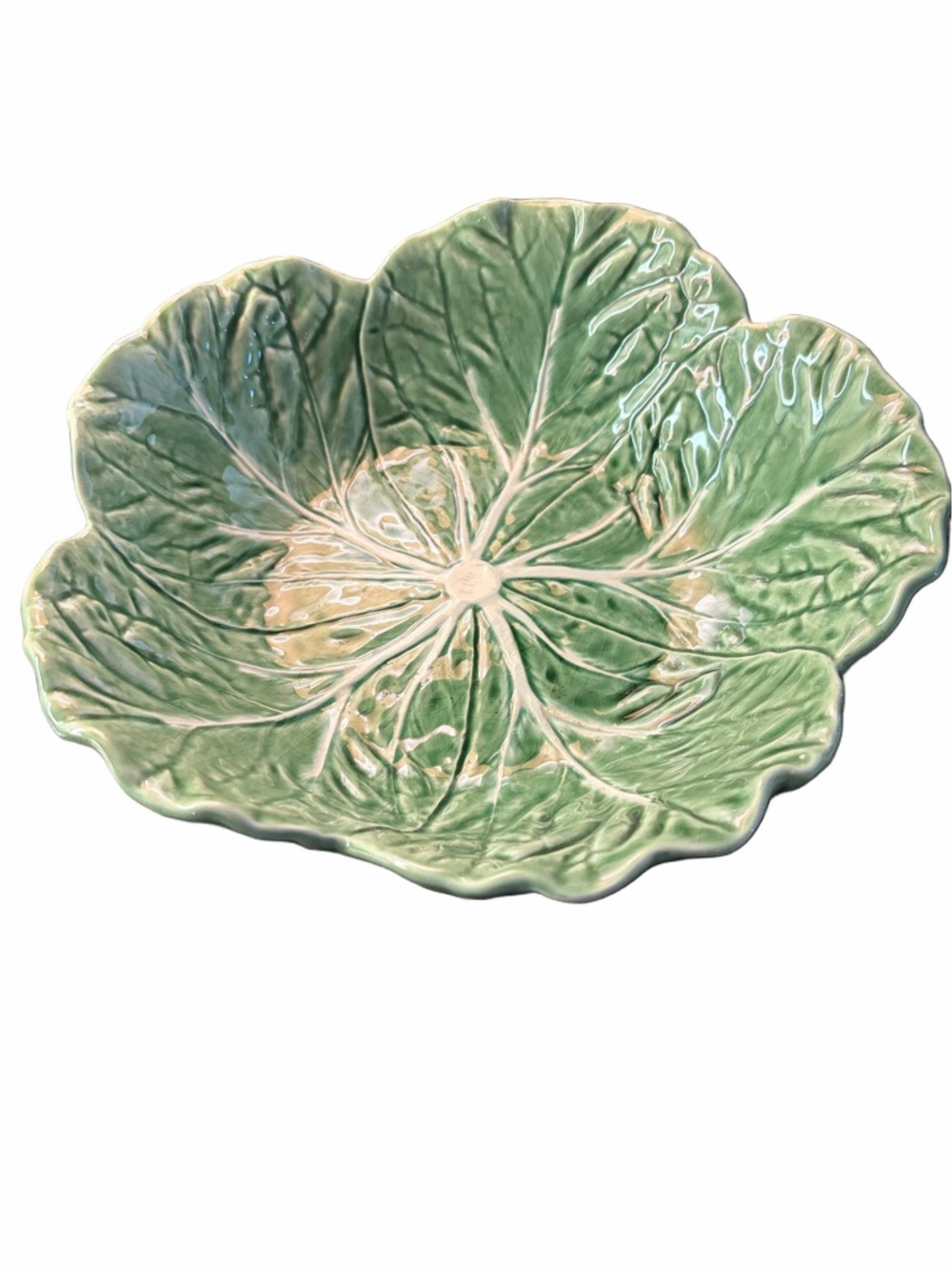Bordallo Pinheiro cabbageware 11” serving bowl , signed, vintage.